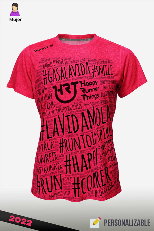 Hashtag  - Camiseta Running Mujer - Coral