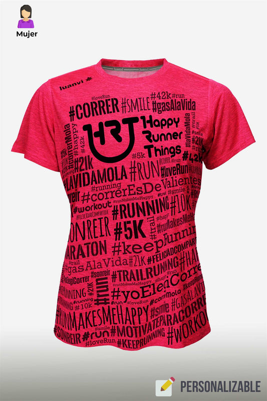 Hashtag  - Camiseta Running Mujer - Coral